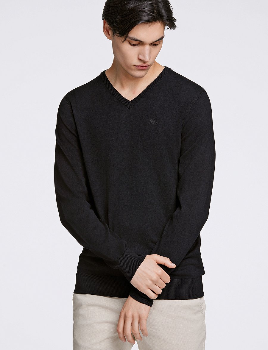 Lindbergh - Eco Vero V-neck jumper - v-kaelusega kudumid - black - 0