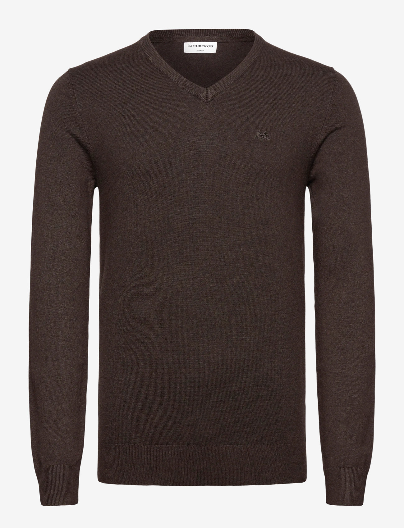 Lindbergh - Eco Vero V-neck jumper - v-hals - dk brown mel - 0