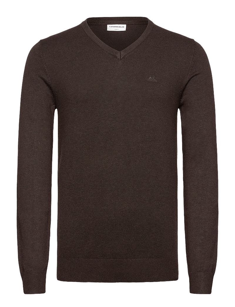 Lindbergh - Eco Vero V-neck jumper - v-hals - dk brown mel - 0