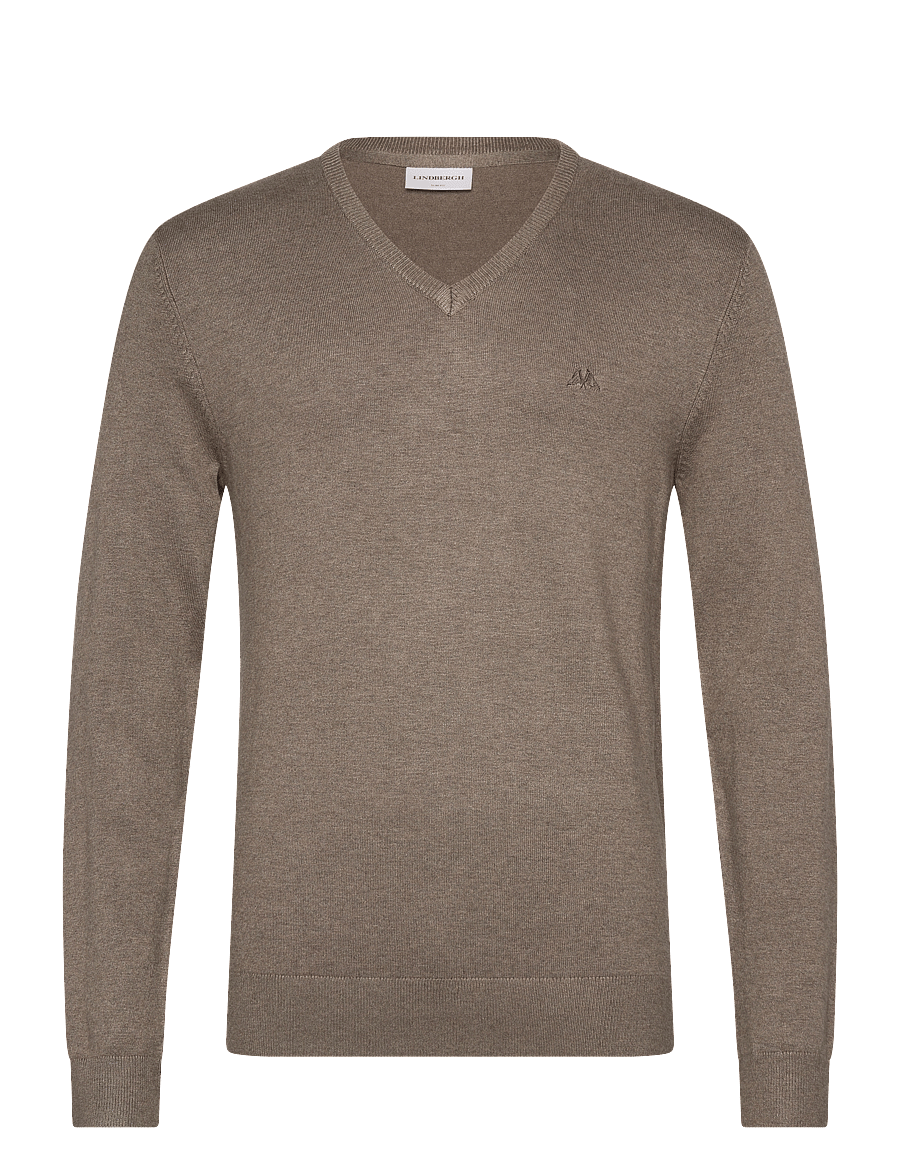 Lindbergh - Eco Vero V-neck jumper - v-hals - dk sand mel - 0