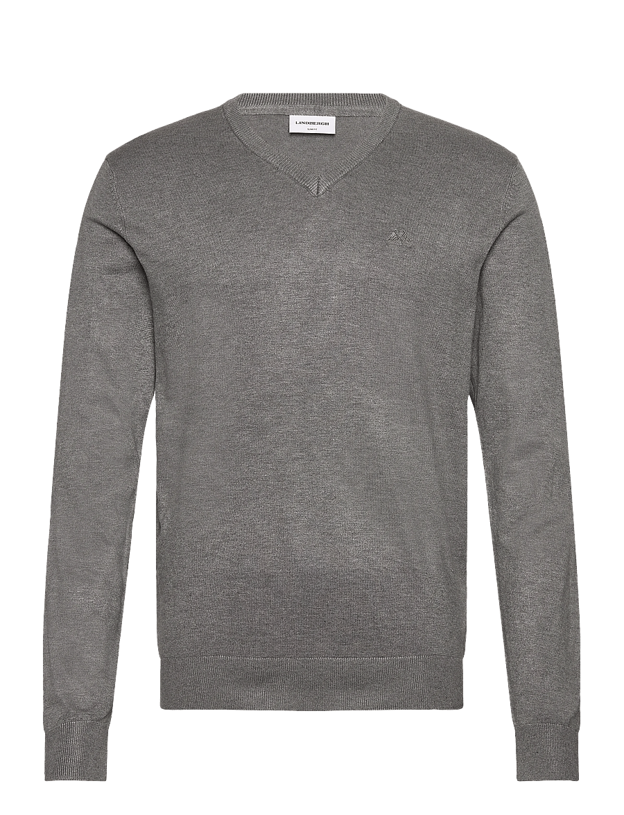 Lindbergh - Eco Vero V-neck jumper - v-necks - grey stone mix - 0