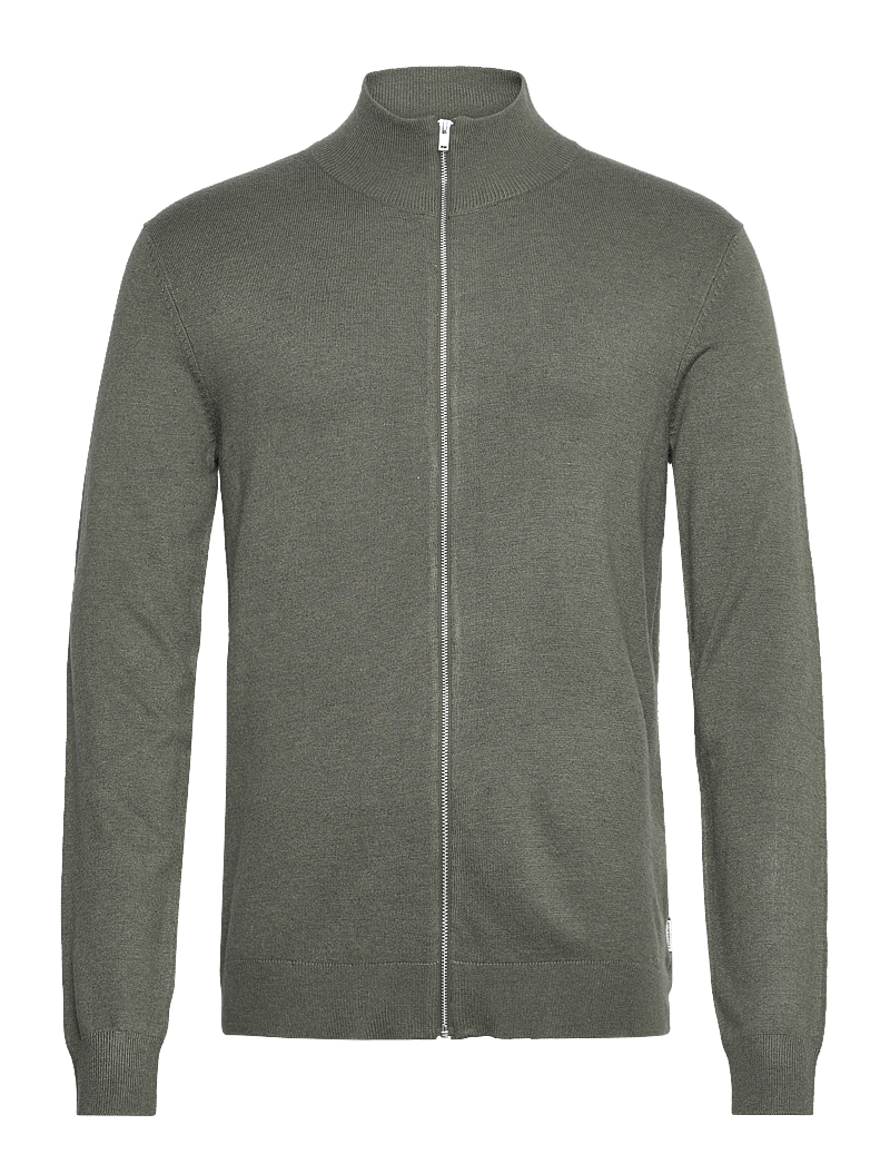 Lindbergh - Ecovero L/S zip cardigan - pullover mit durchgehendem reißverschluss - army mel - 1