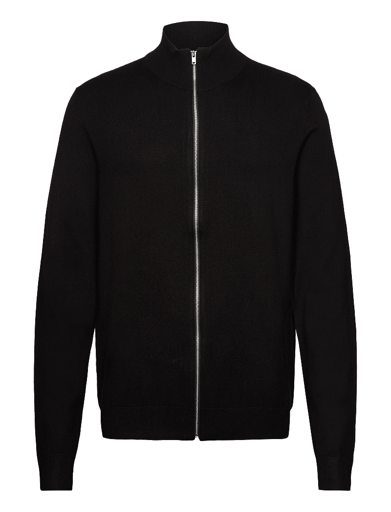 Lindbergh - Ecovero L/S zip cardigan - pullover mit durchgehendem reißverschluss - black - 1