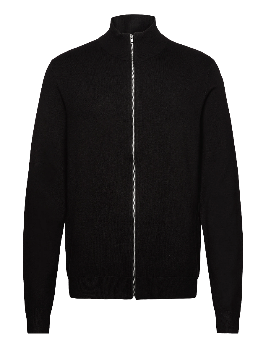 Lindbergh - Ecovero L/S zip cardigan - pullover mit durchgehendem reißverschluss - black - 1