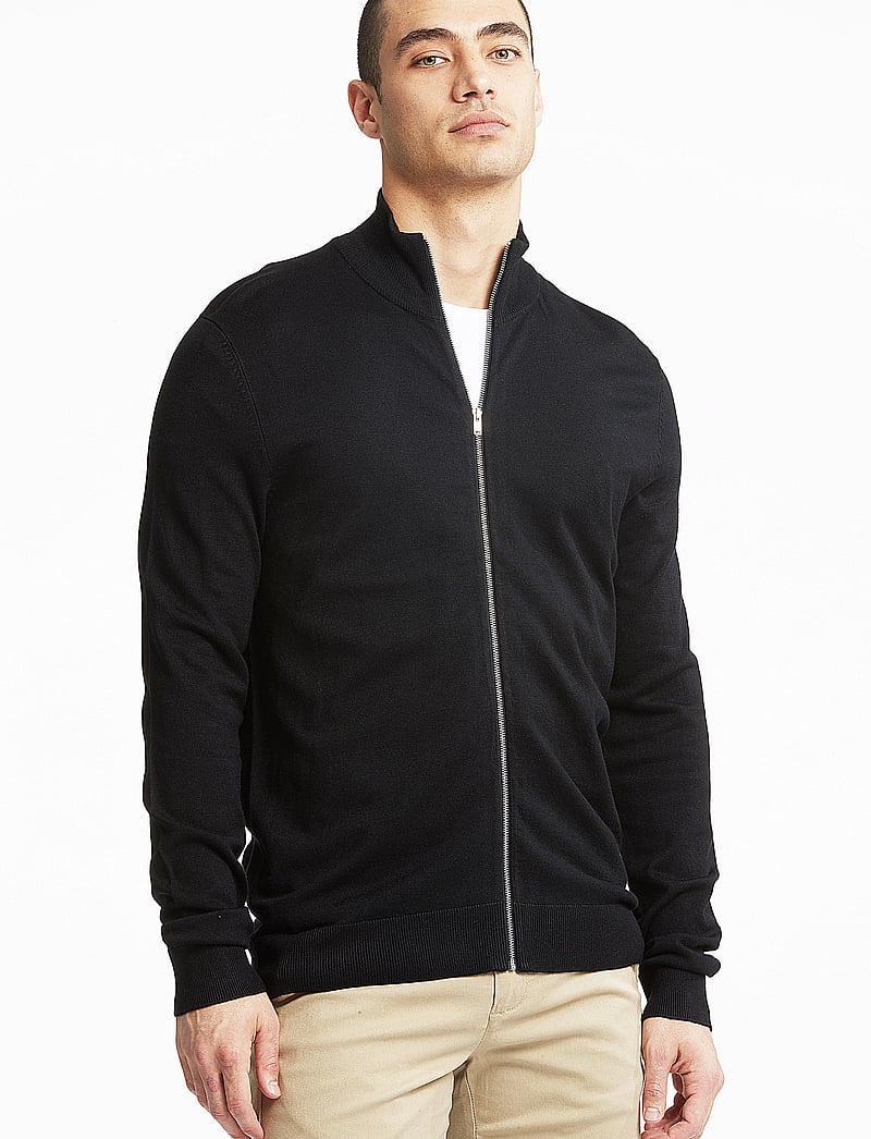 Lindbergh - Ecovero L/S zip cardigan - pullover mit durchgehendem reißverschluss - black - 0