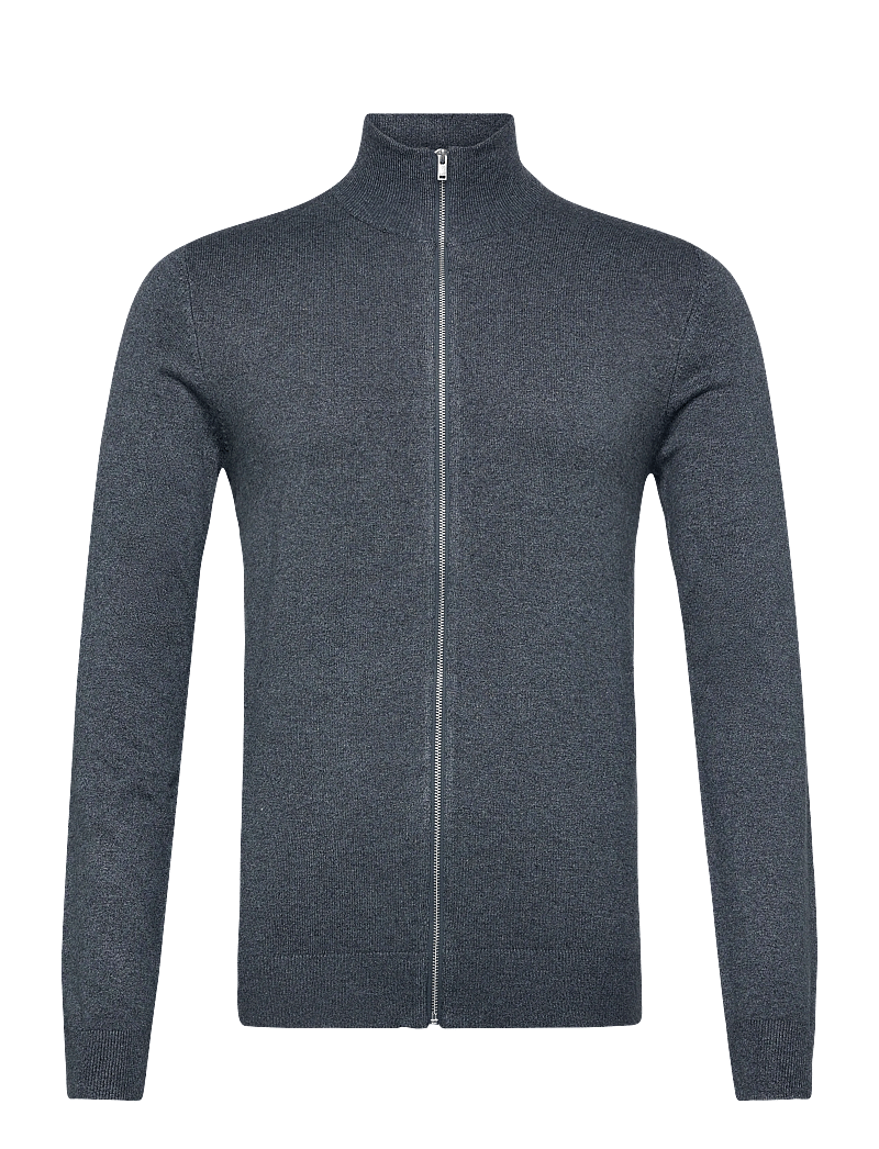 Lindbergh - Ecovero L/S zip cardigan - pullover mit durchgehendem reißverschluss - dk blue blend - 0