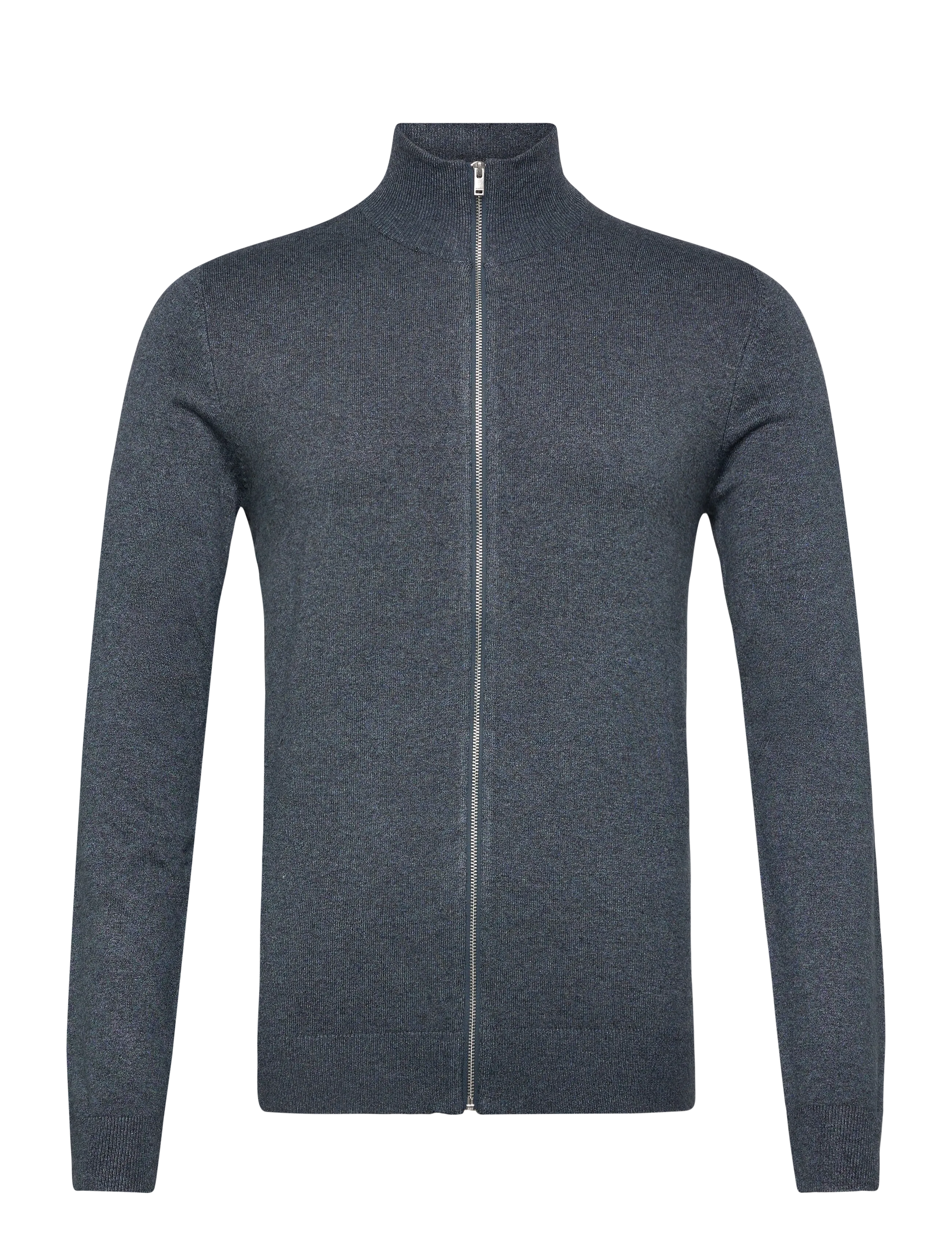 Lindbergh Ecovero L/S zip cardigan - Kudumid - DK BLUE BLEND / grey