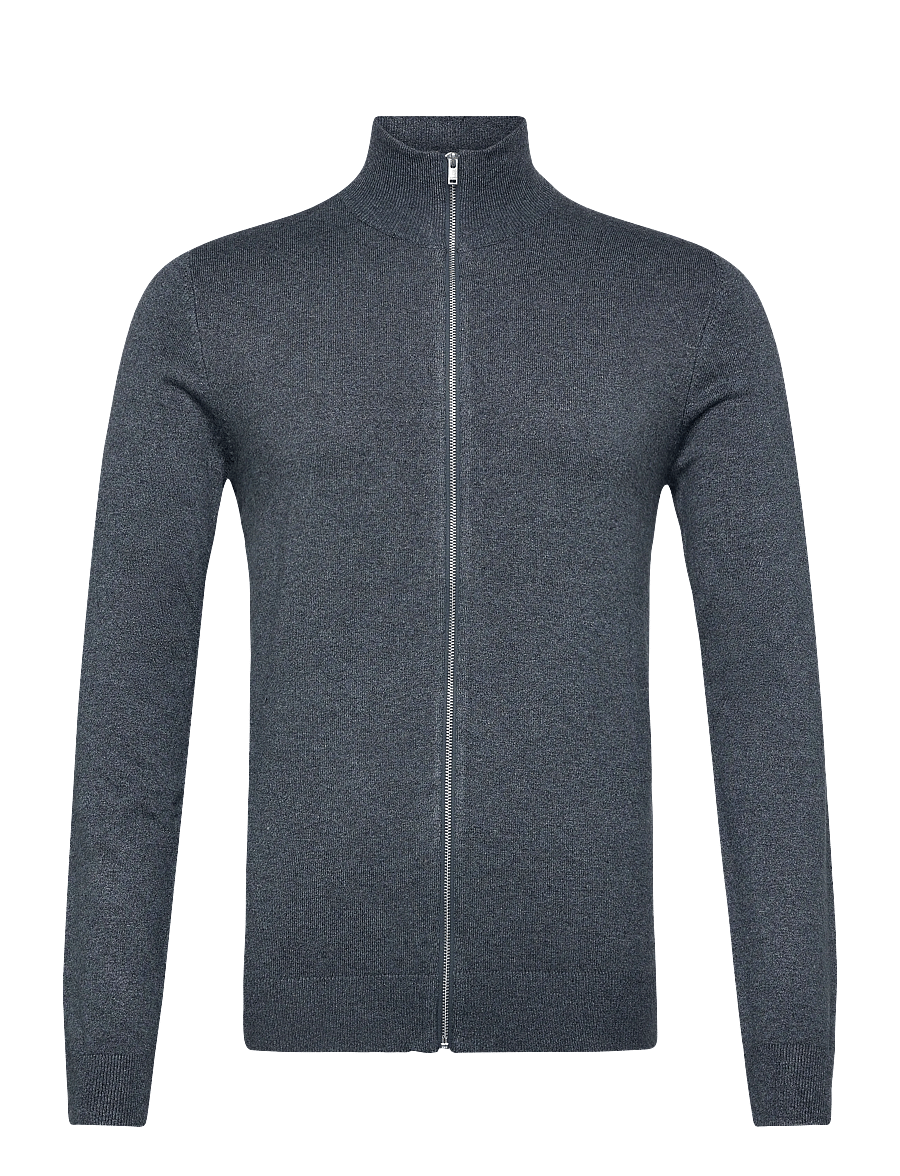 Lindbergh - Ecovero L/S zip cardigan - pullover mit durchgehendem reißverschluss - dk blue blend - 0