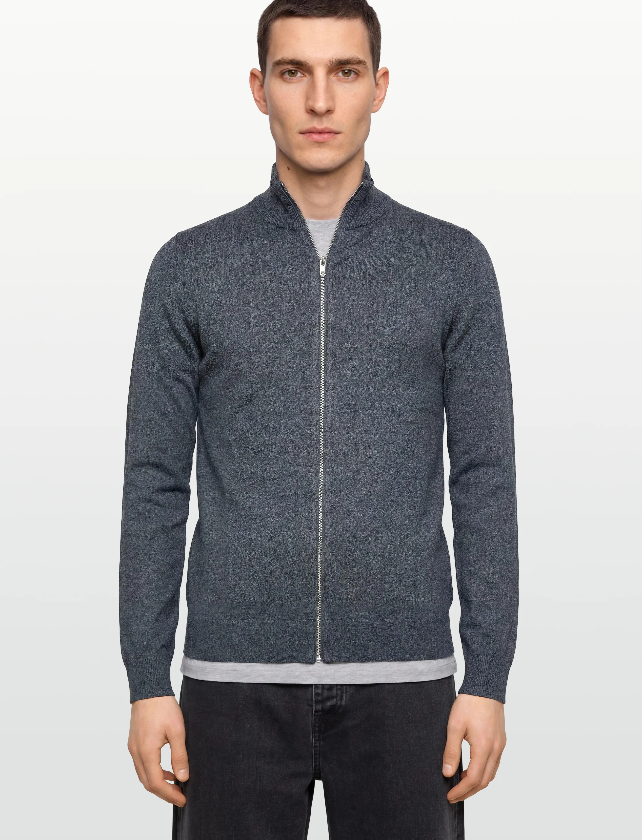 Lindbergh - Ecovero L/S zip cardigan - lukuga džemprid - dk blue blend - 3