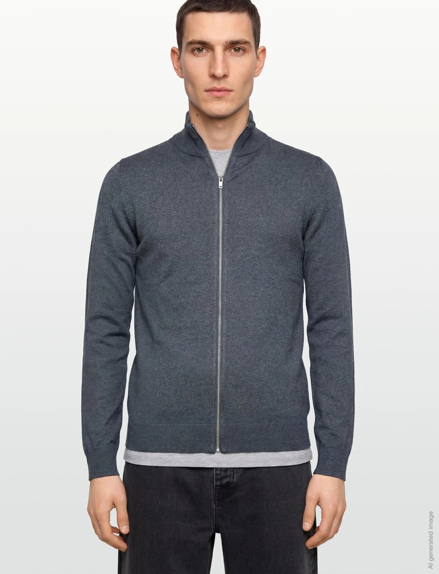 Lindbergh - Ecovero L/S zip cardigan - pullover mit durchgehendem reißverschluss - dk blue blend - 3