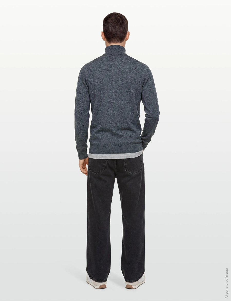 Lindbergh - Ecovero L/S zip cardigan - pullover mit durchgehendem reißverschluss - dk blue blend - 4