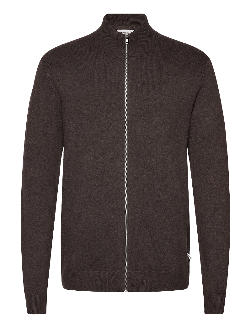 Lindbergh - Ecovero L/S zip cardigan - pullover mit durchgehendem reißverschluss - dk brown mel - 0