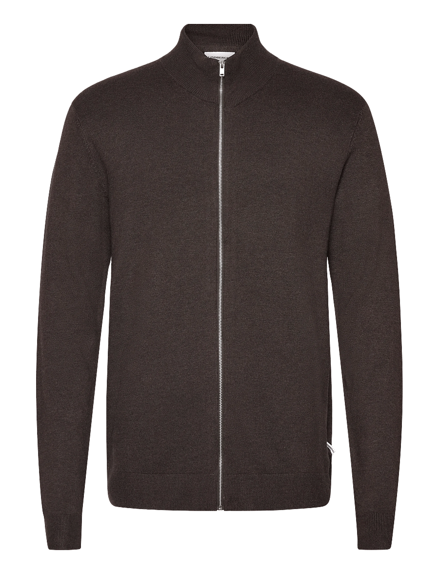 Lindbergh - Ecovero L/S zip cardigan - pullover mit durchgehendem reißverschluss - dk brown mel - 0
