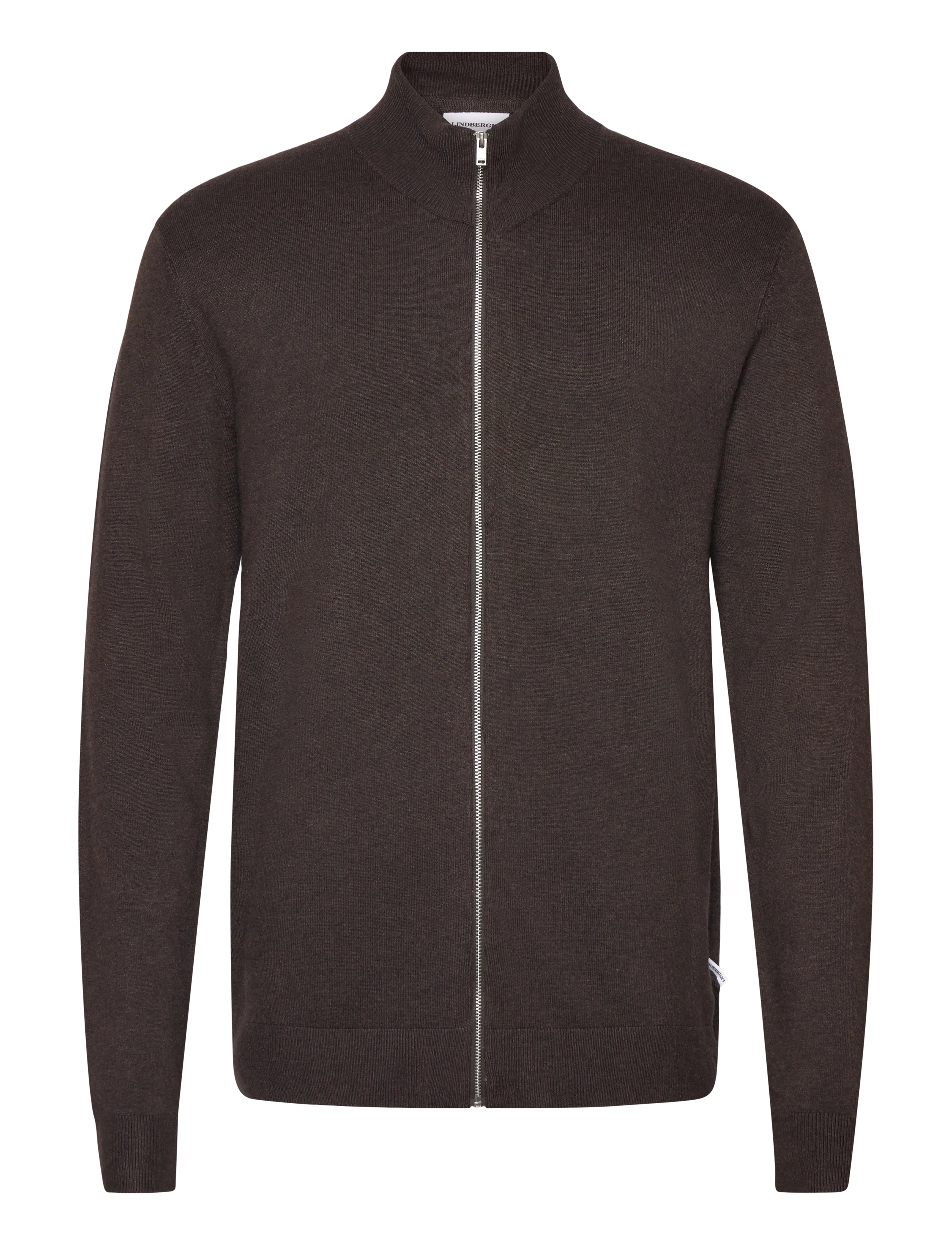 Lindbergh Ecovero L/S zip cardigan - Full zip strik - DK BROWN MEL / brown