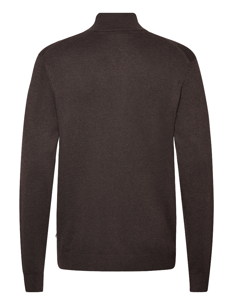 Lindbergh - Ecovero L/S zip cardigan - pullover mit durchgehendem reißverschluss - dk brown mel - 1
