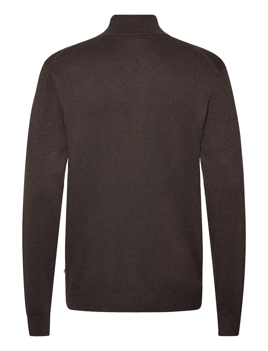 Lindbergh - Ecovero L/S zip cardigan - pullover mit durchgehendem reißverschluss - dk brown mel - 1