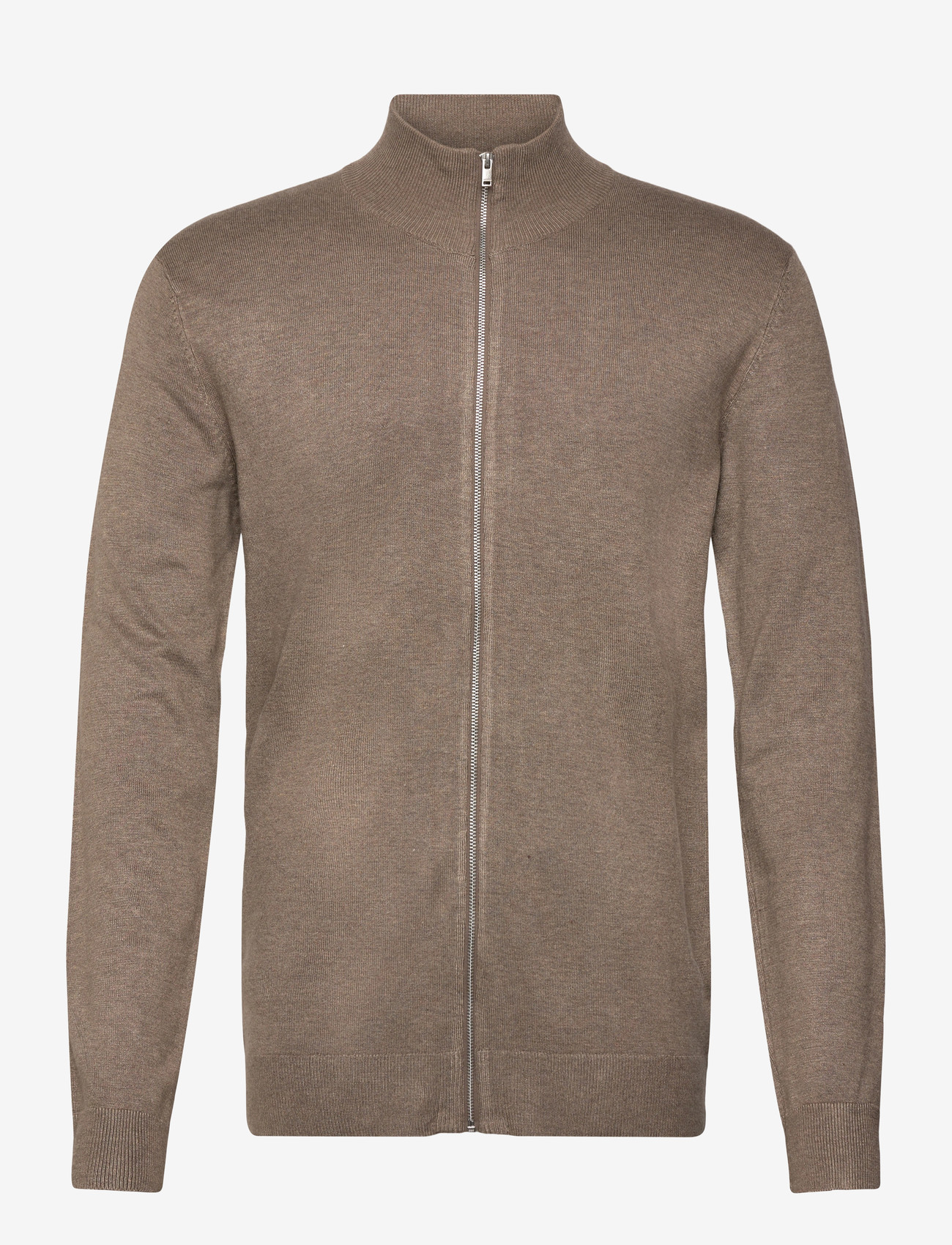 Lindbergh - Ecovero L/S zip cardigan - lukuga džemprid - dk sand mel - 1