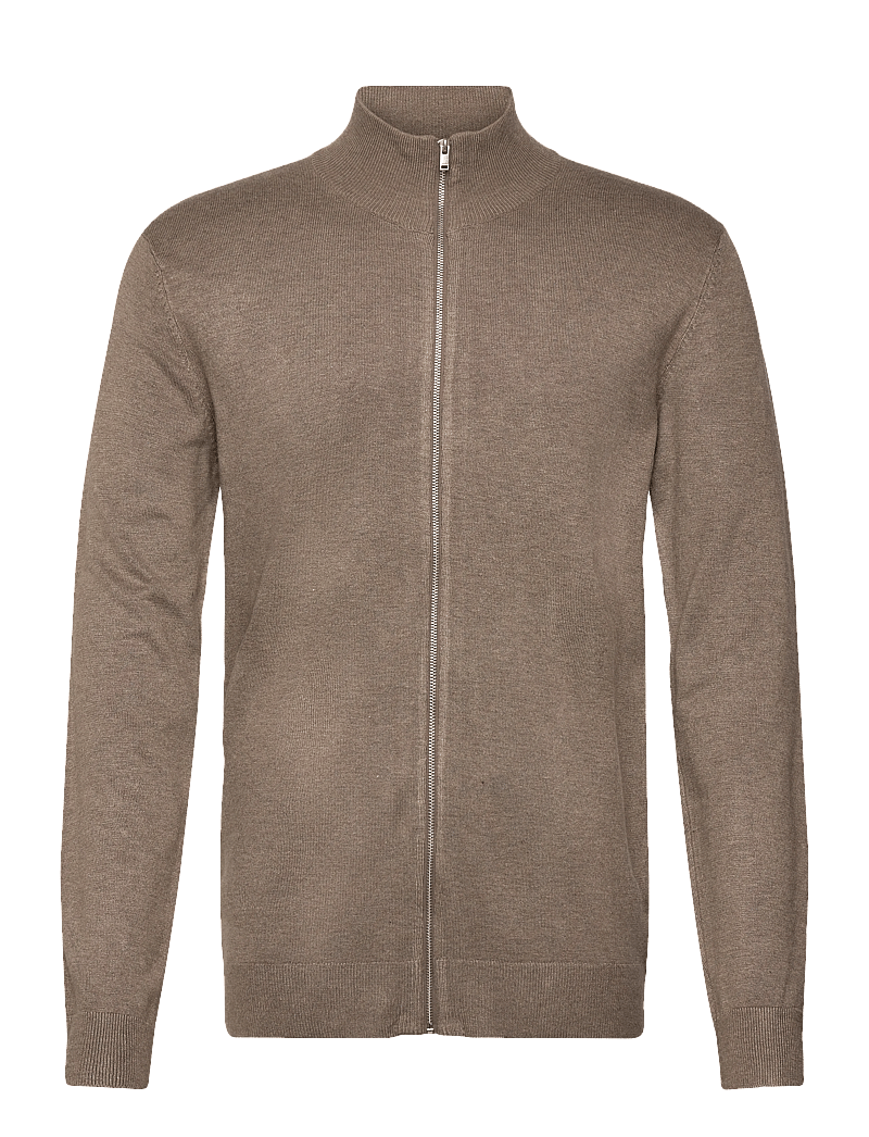 Lindbergh - Ecovero L/S zip cardigan - pullover mit durchgehendem reißverschluss - dk sand mel - 1