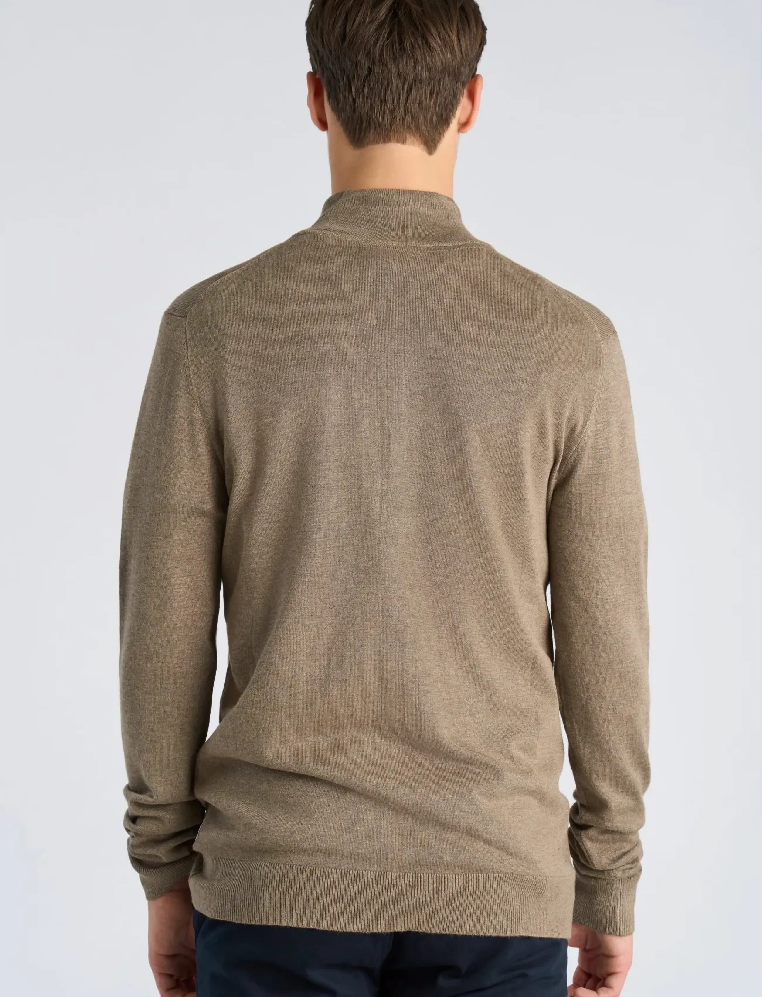 Lindbergh - Ecovero L/S zip cardigan - full zip jumpers - dk sand mel - 4