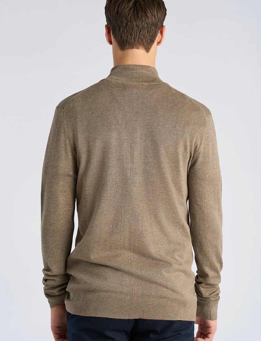 Lindbergh - Ecovero L/S zip cardigan - pullover mit durchgehendem reißverschluss - dk sand mel - 4