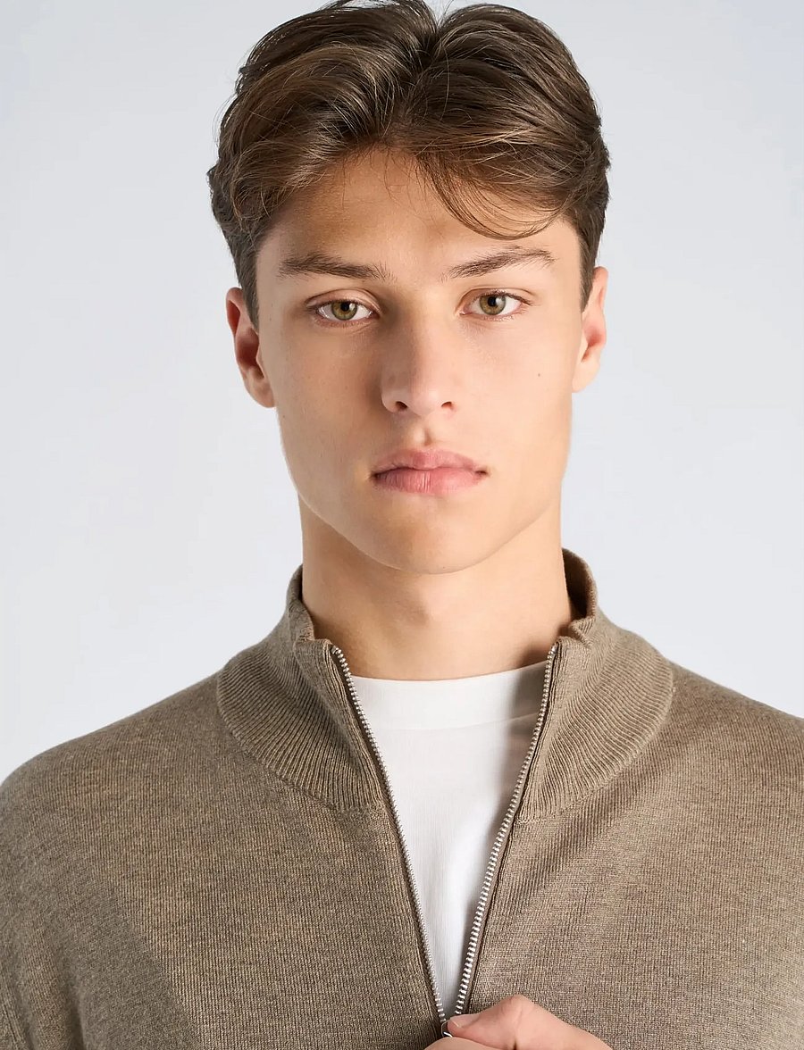Lindbergh - Ecovero L/S zip cardigan - pullover mit durchgehendem reißverschluss - dk sand mel - 5