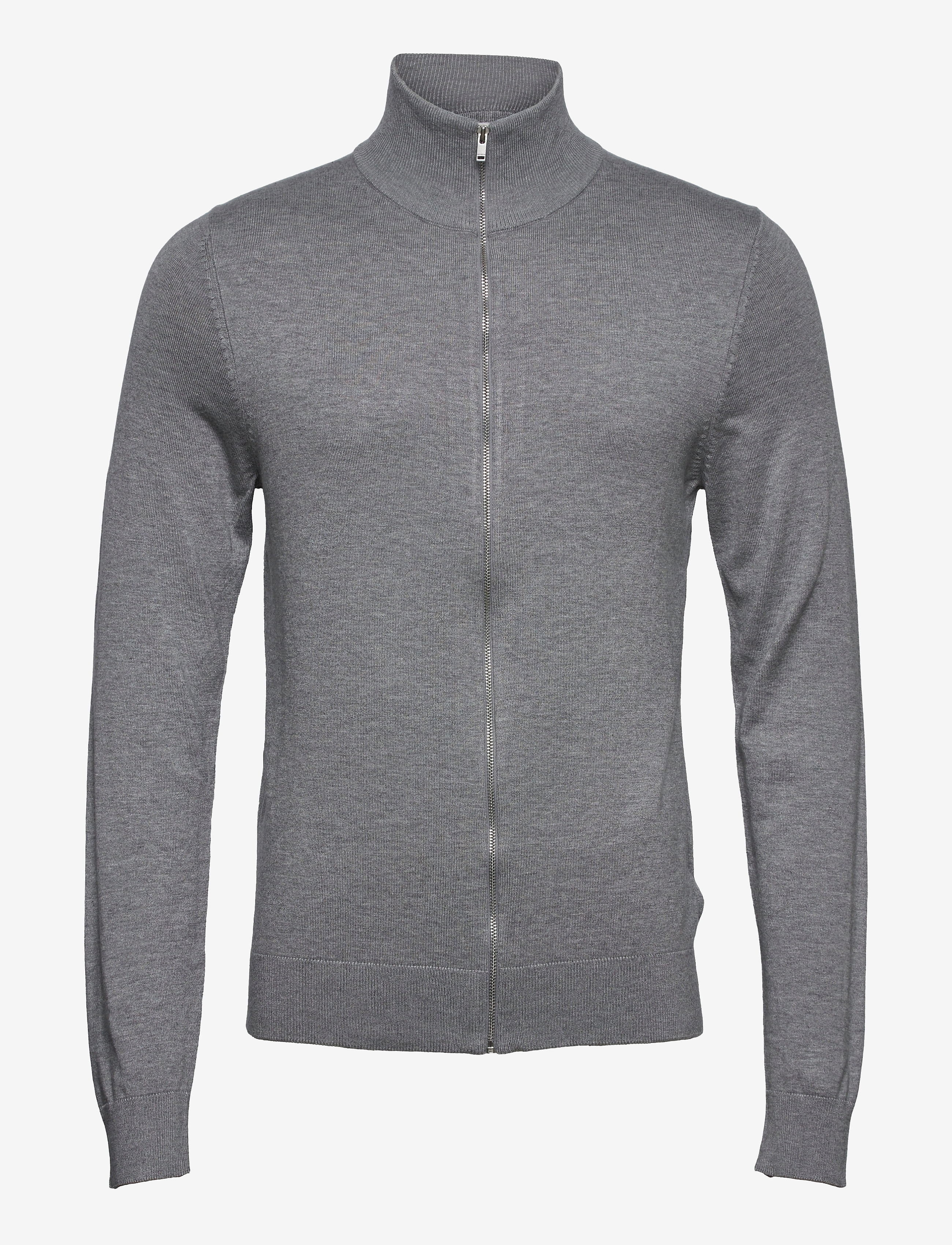 Lindbergh - Ecovero L/S zip cardigan - fødselsdagsgaver - grey mel - 1