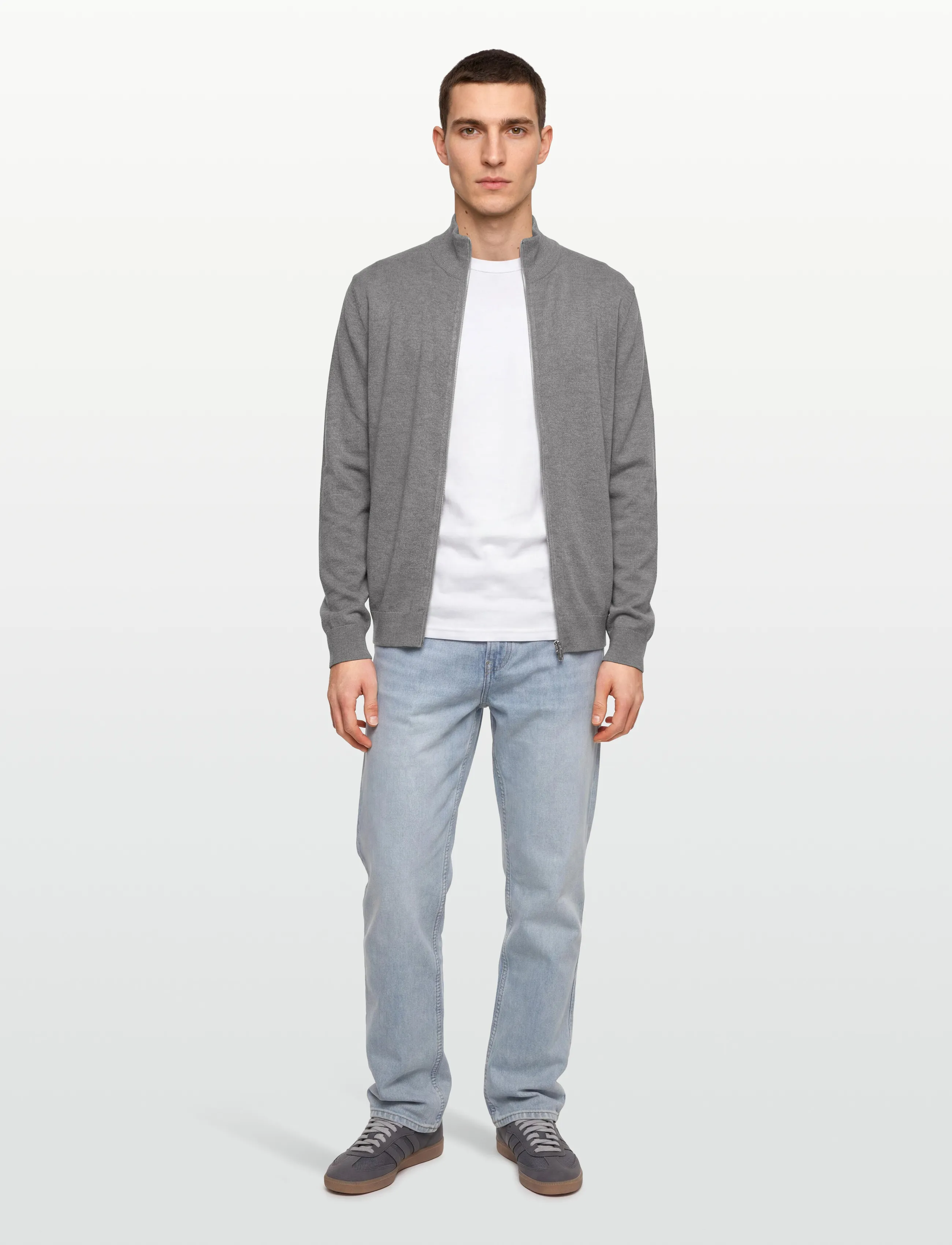 Lindbergh - Ecovero L/S zip cardigan - dzimšanas dienas dāvanas - grey stone mix - 0