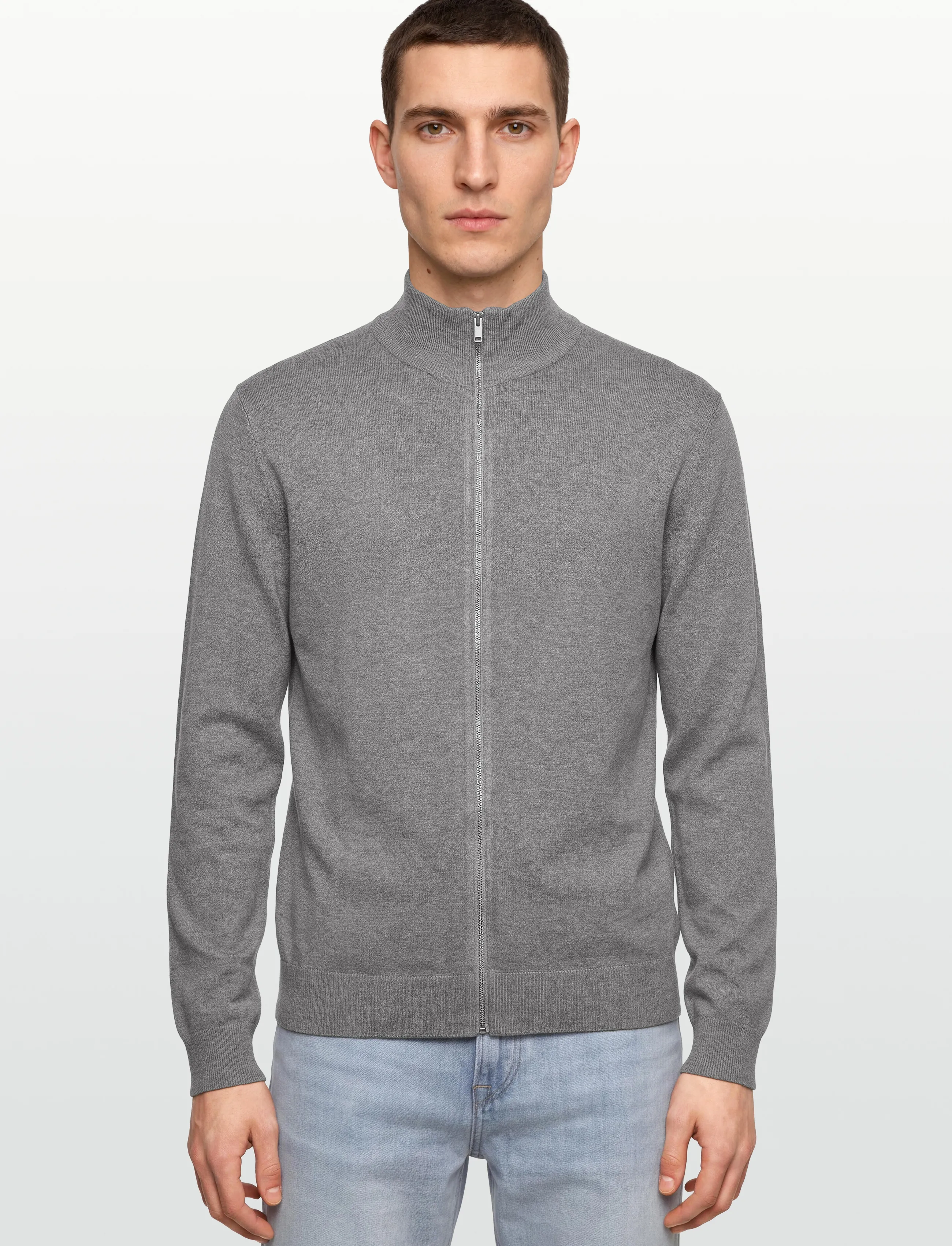 Lindbergh - Ecovero L/S zip cardigan - dzimšanas dienas dāvanas - grey stone mix - 3