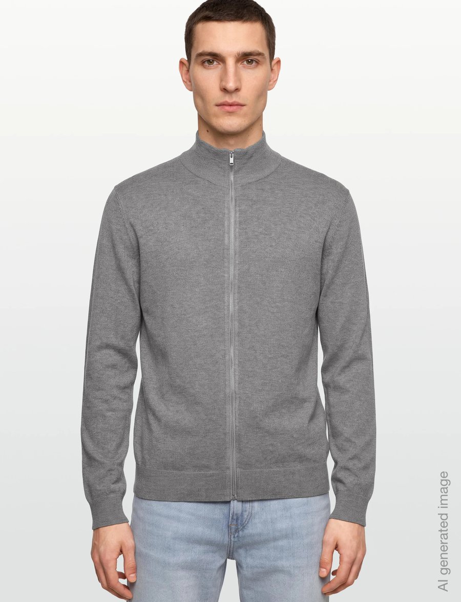 Lindbergh - Ecovero L/S zip cardigan - pullover mit durchgehendem reißverschluss - grey stone mix - 3