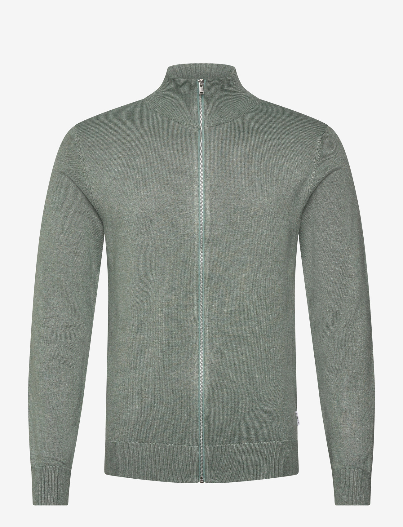 Lindbergh - Ecovero L/S zip cardigan - fullzip strik - jade green mel - 1