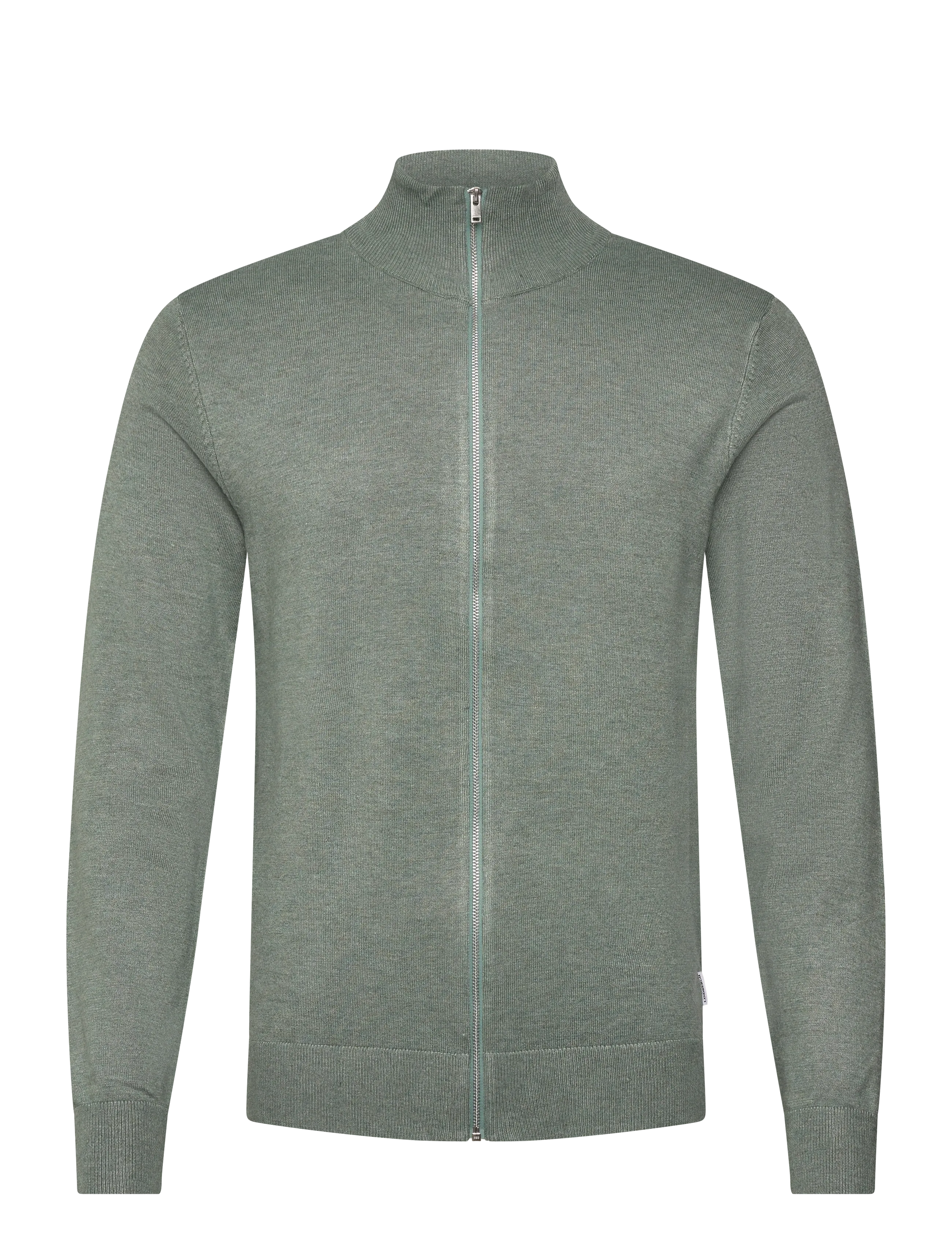 Lindbergh Ecovero L/S zip cardigan - Knitwear - JADE GREEN MEL / khaki/green