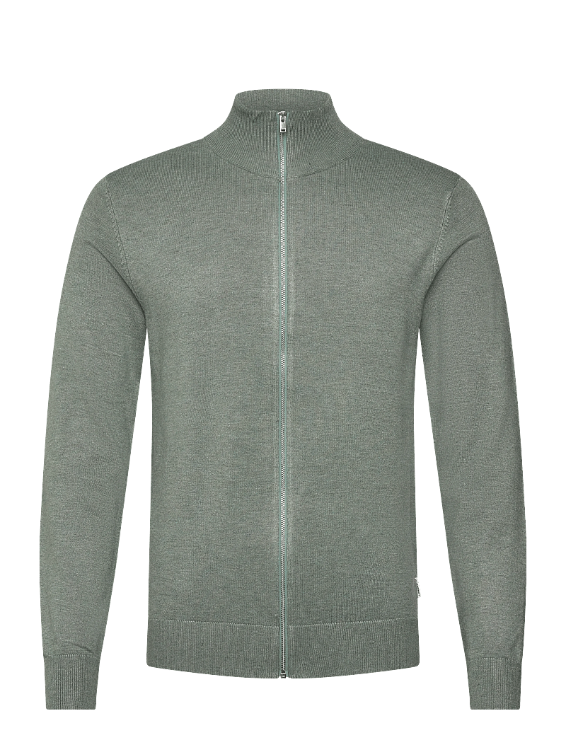 Lindbergh - Ecovero L/S zip cardigan - pulls zippés - jade green mel - 1