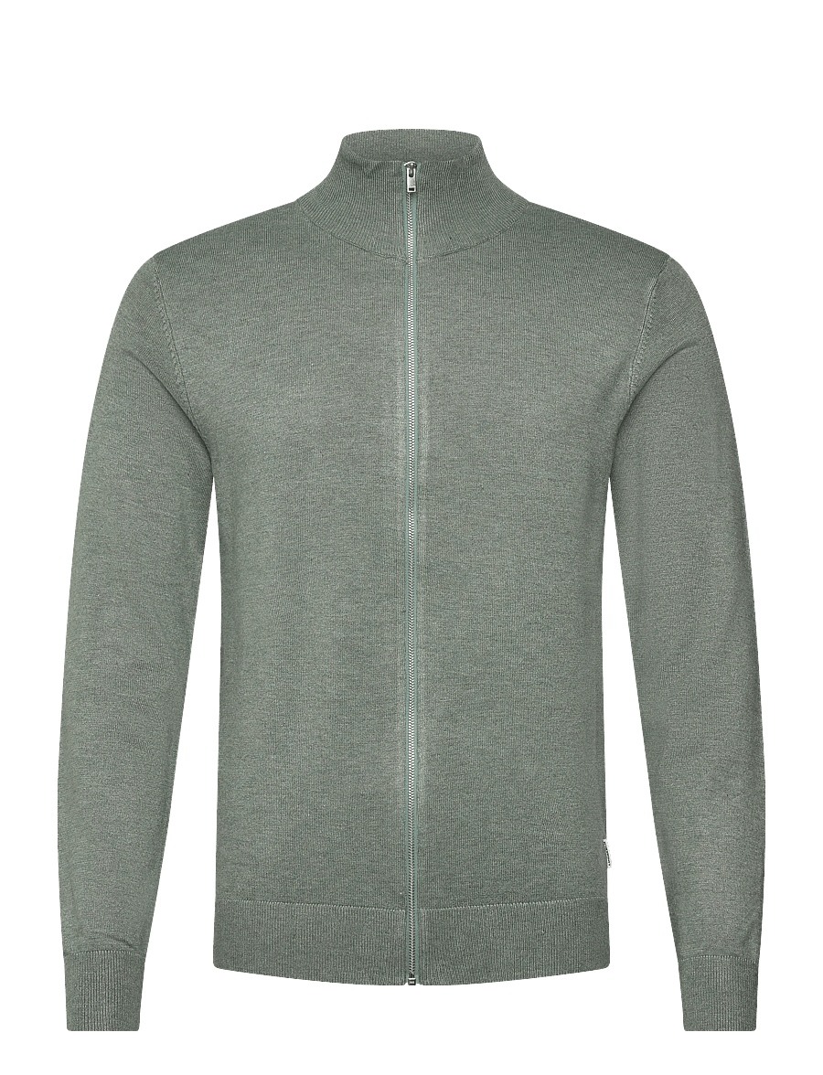 Lindbergh - Ecovero L/S zip cardigan - pullover mit durchgehendem reißverschluss - jade green mel - 1
