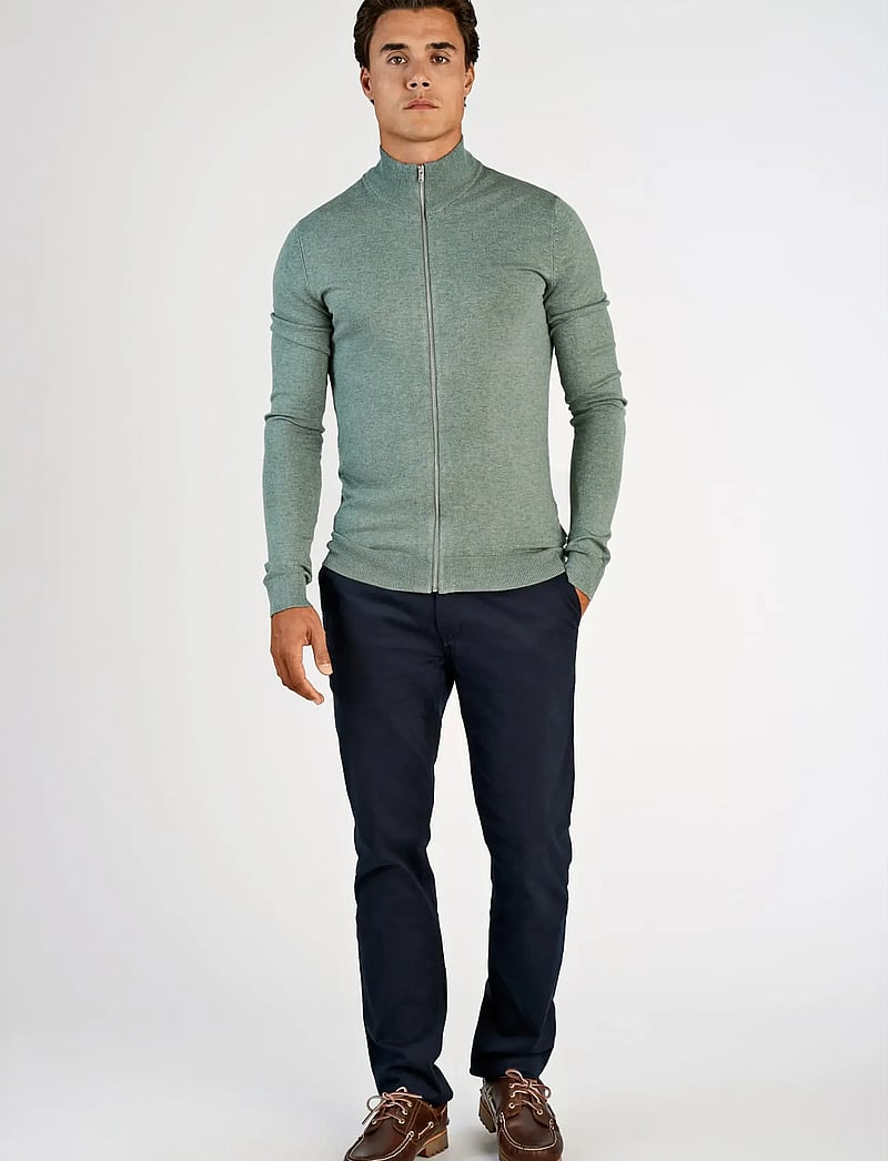 Lindbergh - Ecovero L/S zip cardigan - pulls zippés - jade green mel - 0