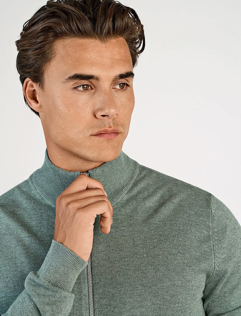 Lindbergh - Ecovero L/S zip cardigan - pulls zippés - jade green mel - 5