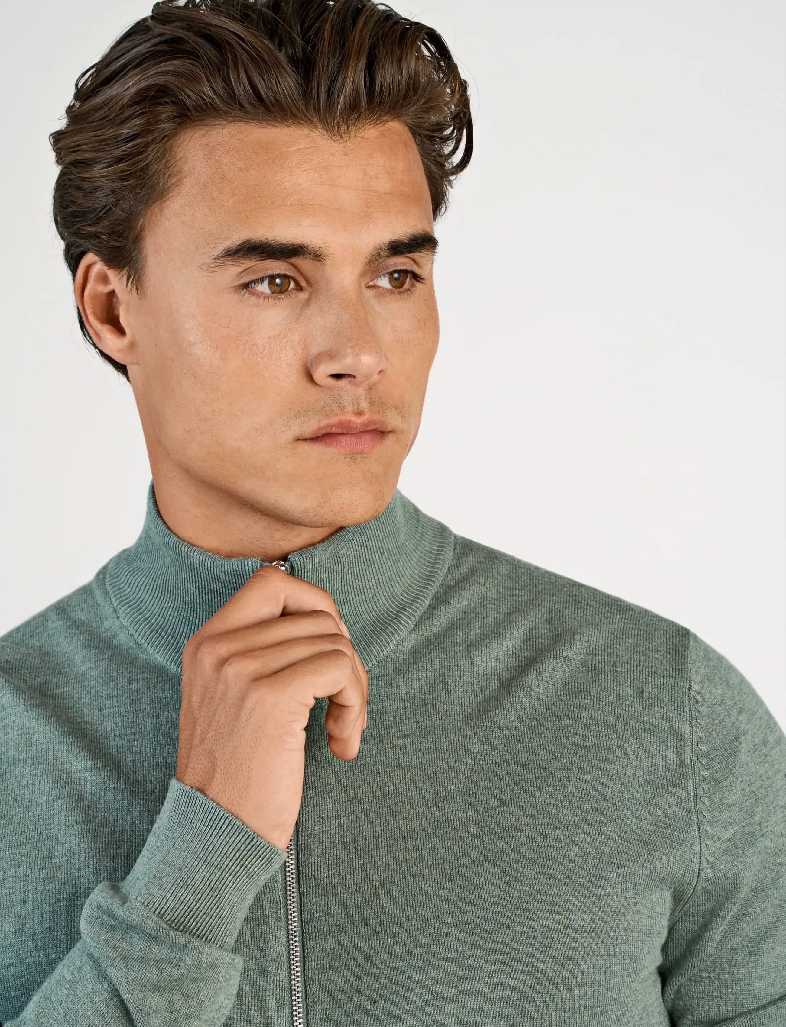 Lindbergh - Ecovero L/S zip cardigan - pullover mit durchgehendem reißverschluss - jade green mel - 5