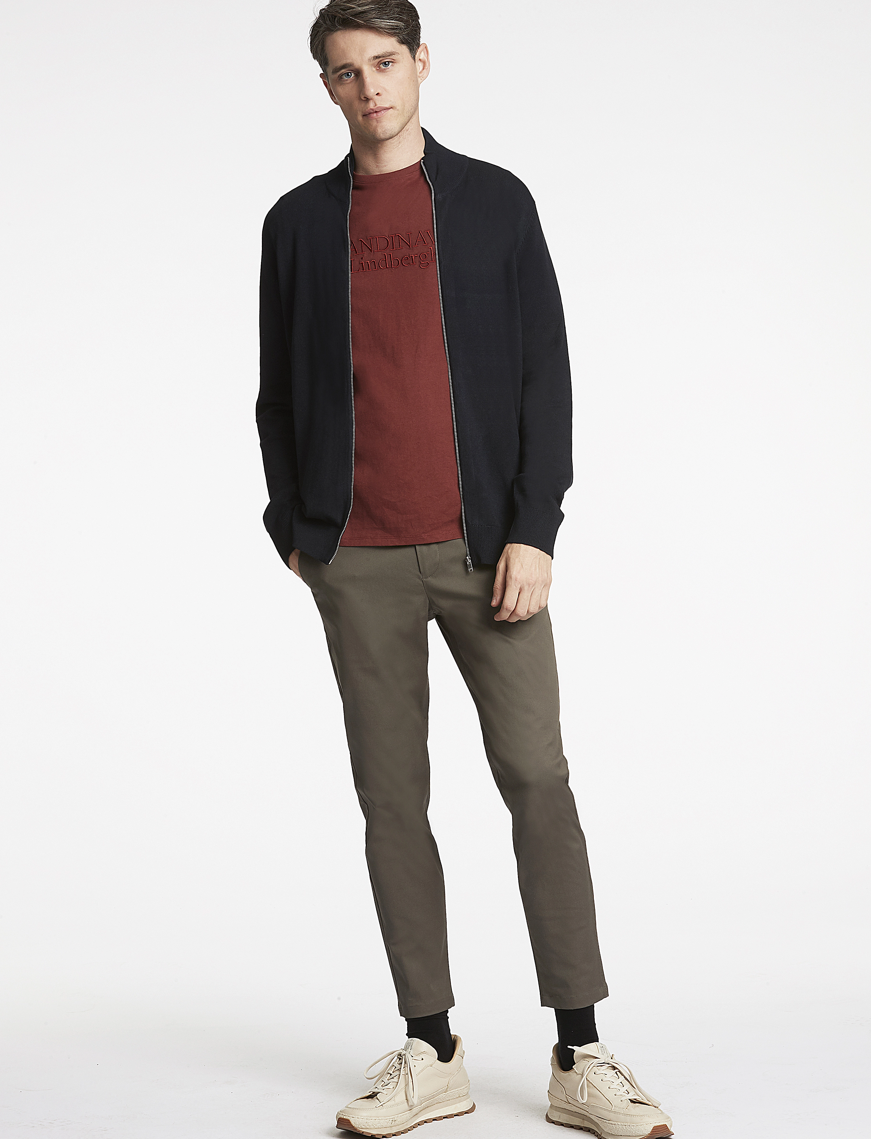 Lindbergh - Ecovero L/S zip cardigan - kollektioner - navy - 4