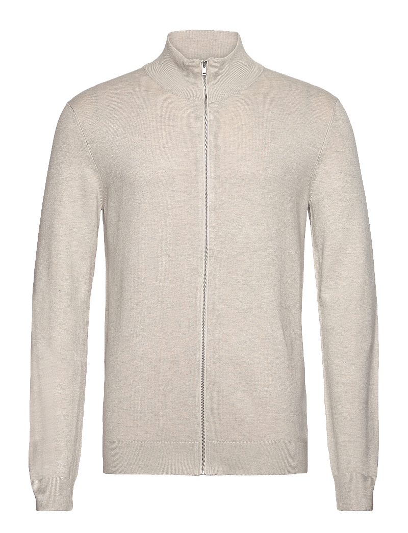 Lindbergh - Ecovero L/S zip cardigan - pullover mit durchgehendem reißverschluss - off white mel - 1