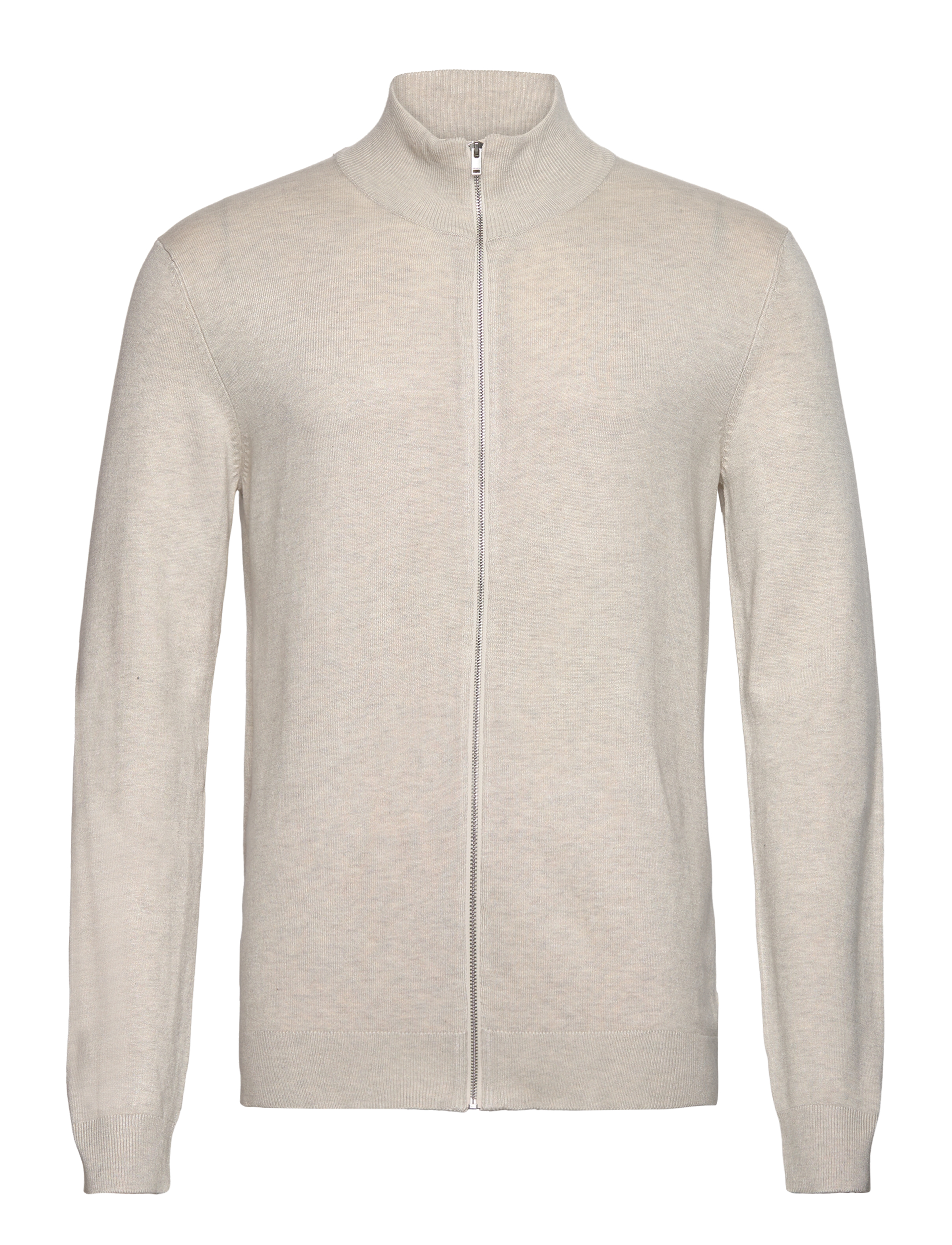 Lindbergh Ecovero L/S zip cardigan - Full zip strik - OFF WHITE MEL / cream