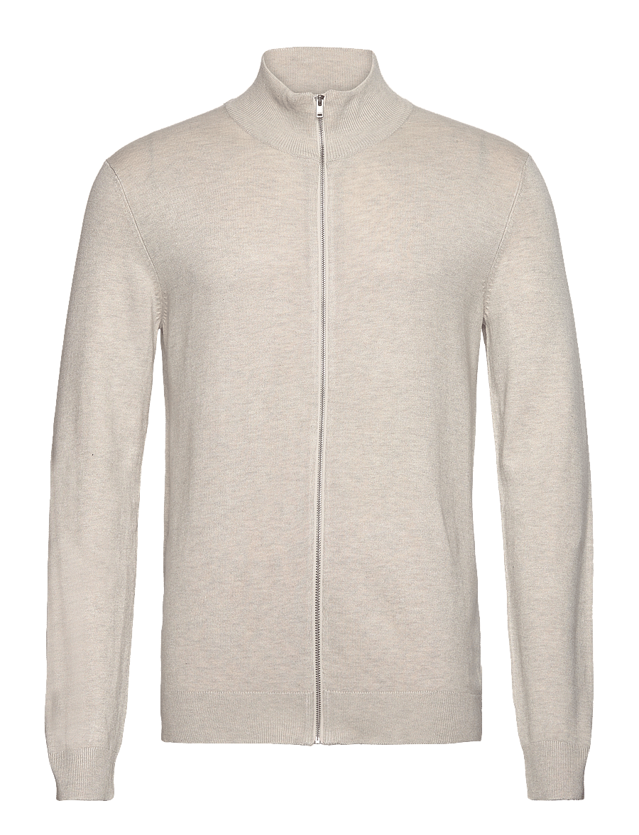 Lindbergh - Ecovero L/S zip cardigan - pullover mit durchgehendem reißverschluss - off white mel - 1