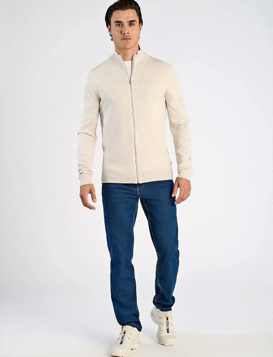 Lindbergh - Ecovero L/S zip cardigan - pullover mit durchgehendem reißverschluss - off white mel - 0