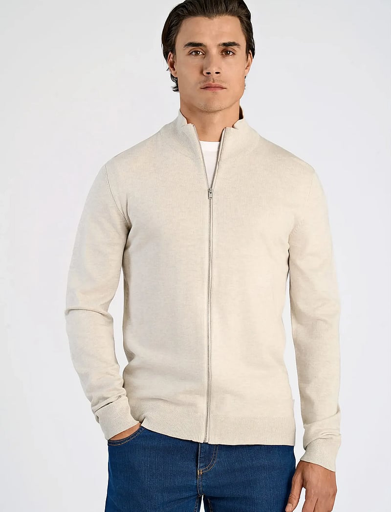 Lindbergh - Ecovero L/S zip cardigan - pullover mit durchgehendem reißverschluss - off white mel - 3