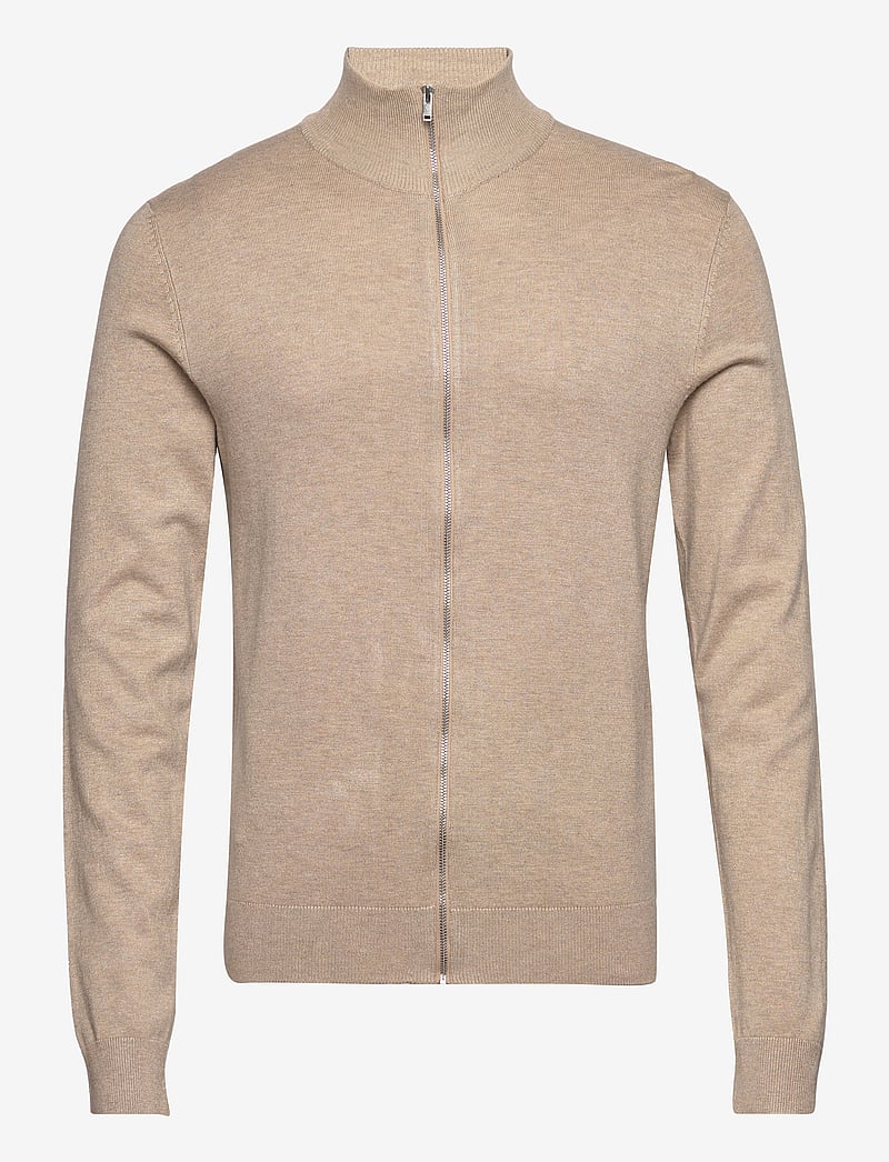 Lindbergh - Ecovero L/S zip cardigan - pullover mit durchgehendem reißverschluss - sand mel - 1