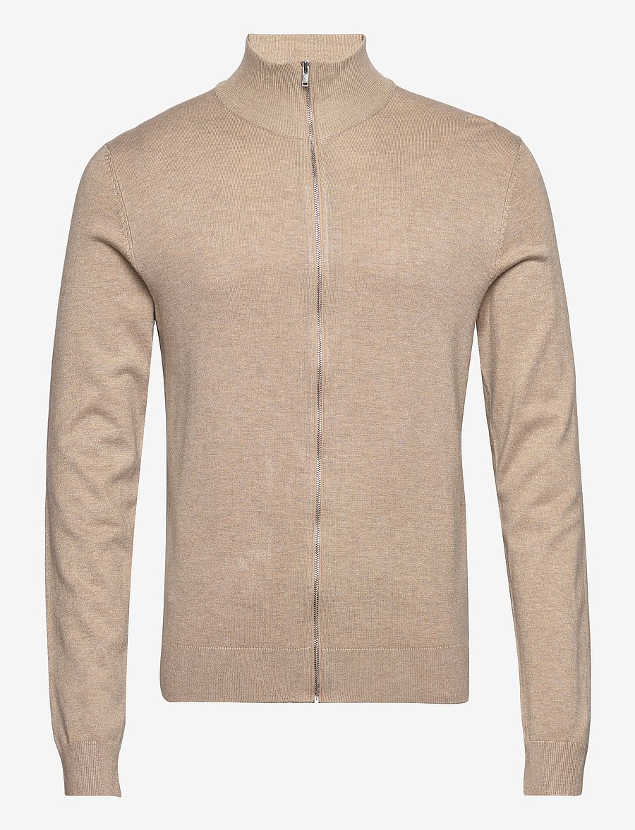 Lindbergh - Ecovero L/S zip cardigan - pullover mit durchgehendem reißverschluss - sand mel - 1