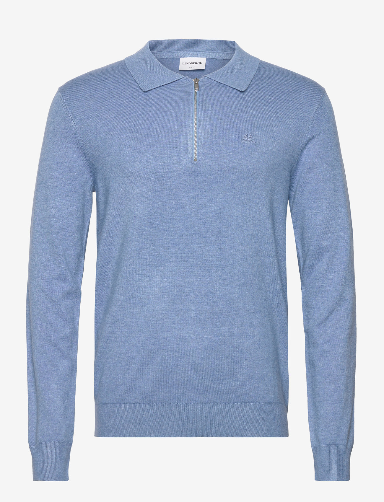 Lindbergh - Ecovero L/S zip polo - kootud polosärgid - sky blue mel - 0