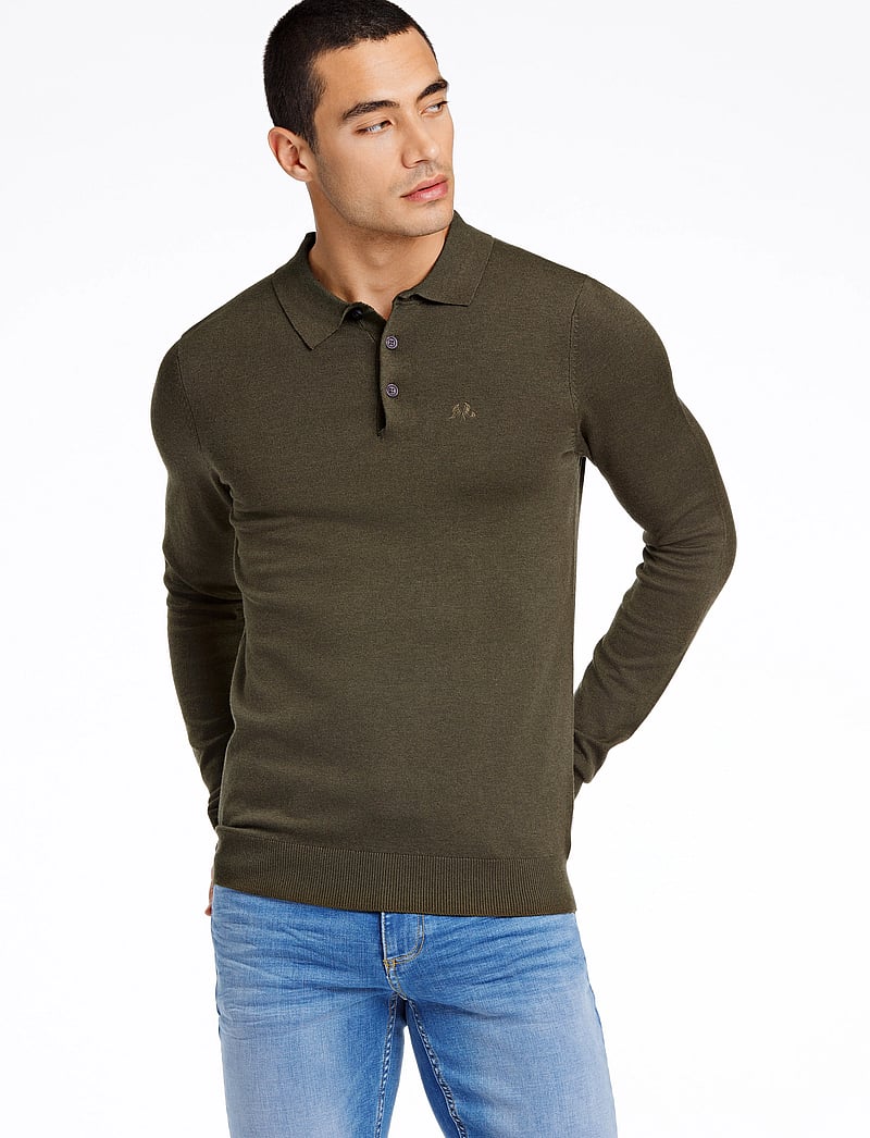Lindbergh - Ecovero L/S polo - polostrik - army mel - 0
