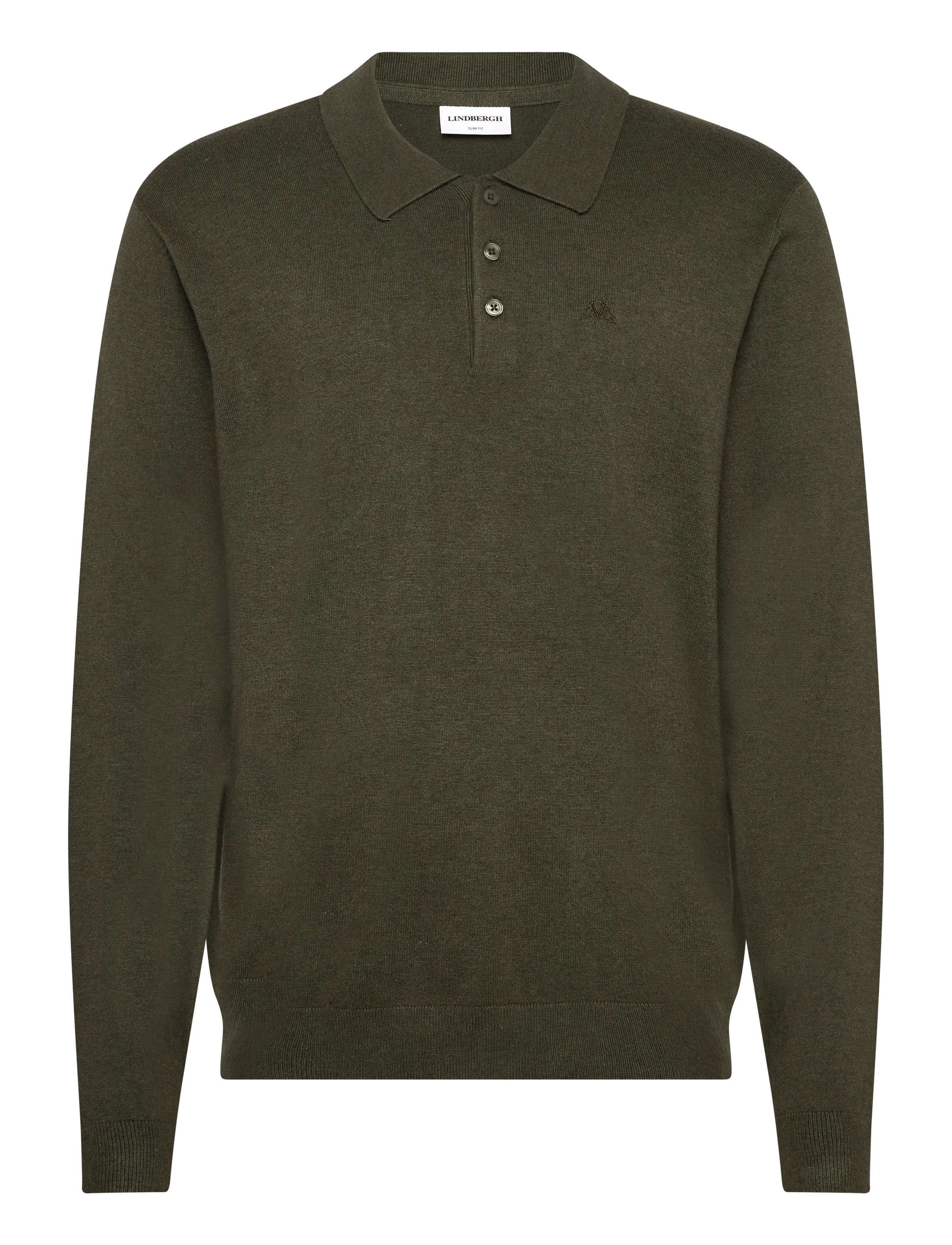 Lindbergh Ecovero L/S polo - Tøj - ARMY MEL / undefined