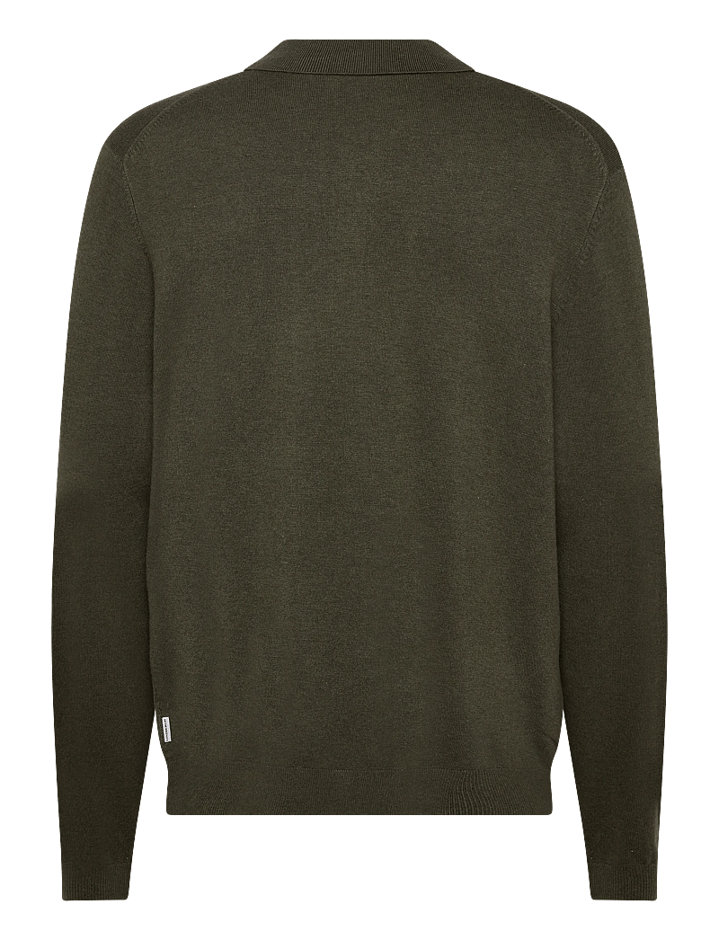 Lindbergh - Long sleeve knitted poloshirt - langermede, strikkede pologensere - army mel - 2