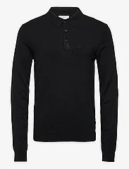 Lindbergh - Long sleeve knitted poloshirt - knitted polos - black - 0