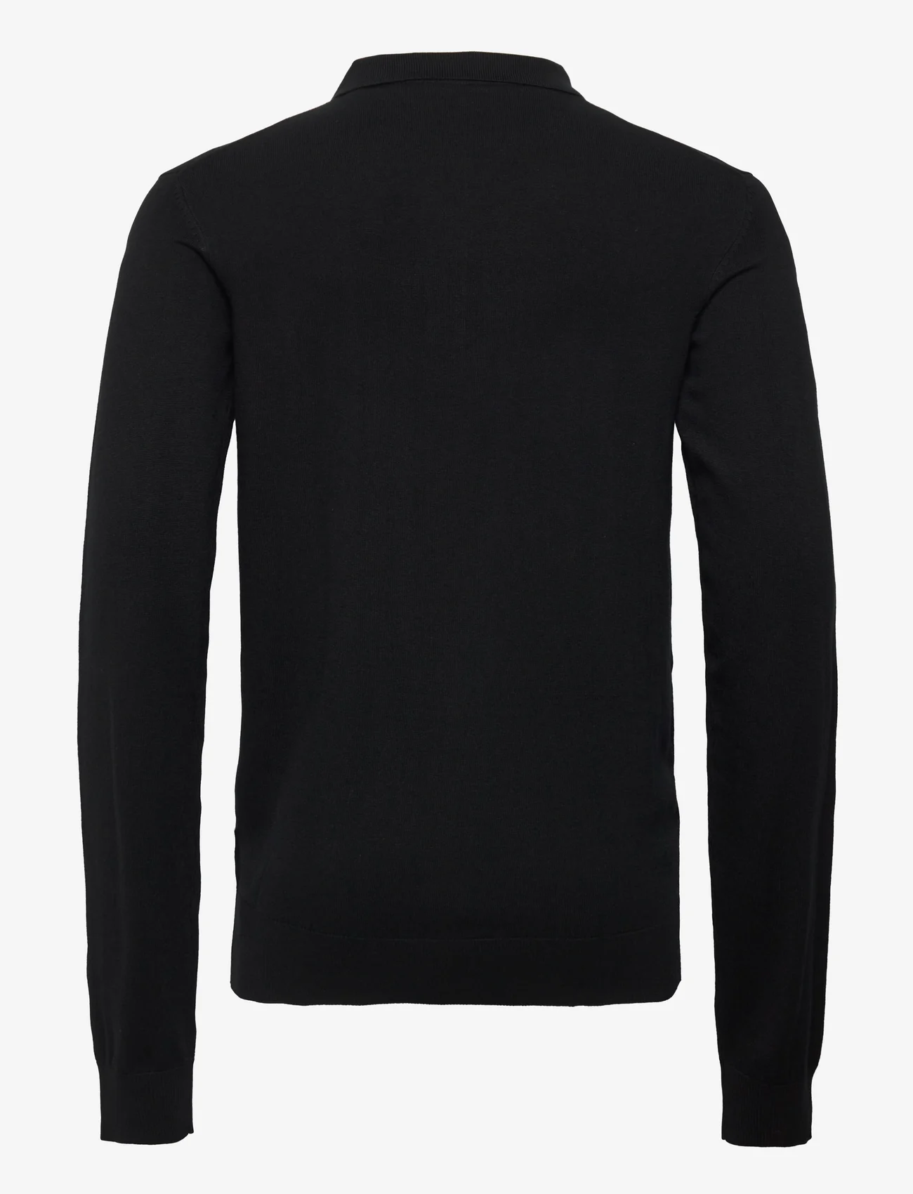 Lindbergh - Long sleeve knitted poloshirt - trikotažiniai polo marškinėliai - black - 1